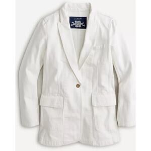 NWT J. Crew Blazer White Cotton Classic Neutral Nautical Preppy Parke